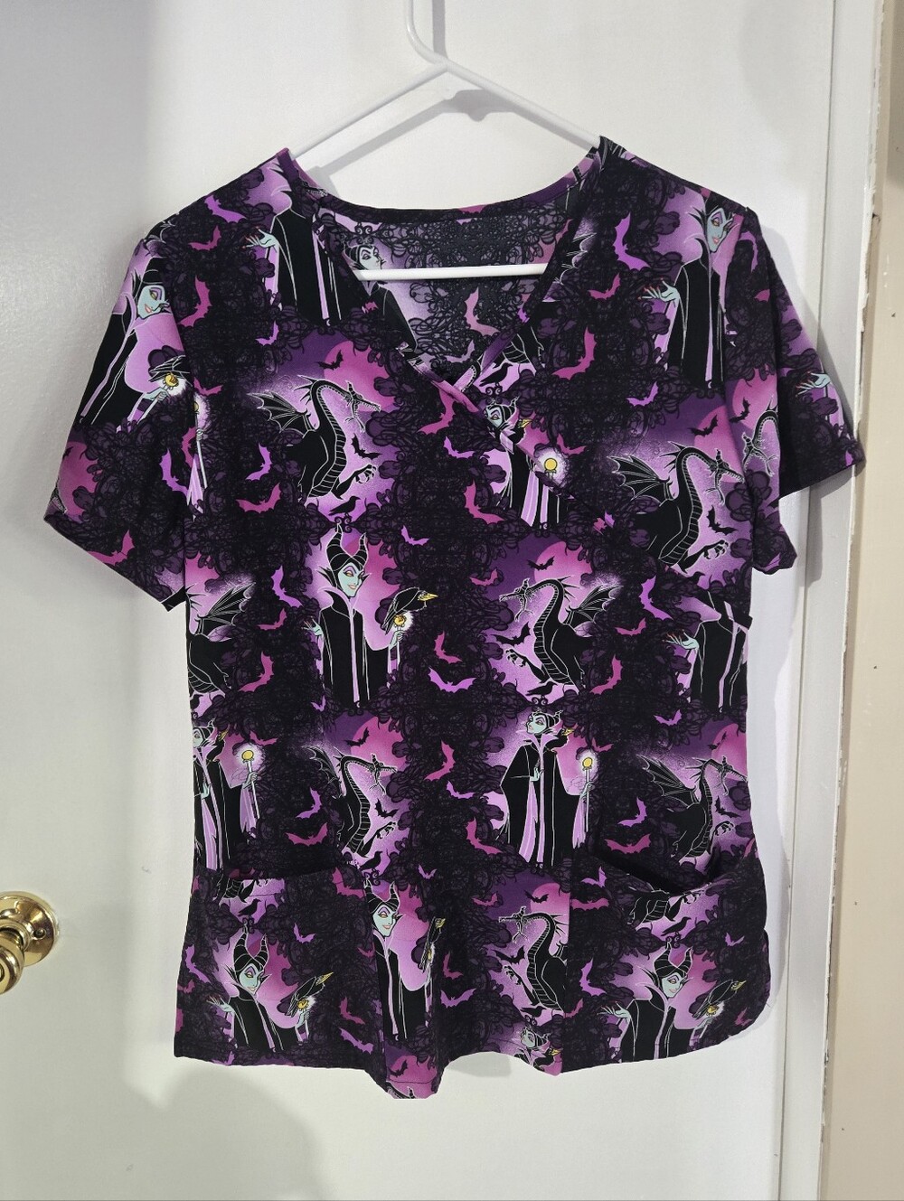 Disney Maleficent Dragon Whimsigoth Gothic Edy Galaxycore Scrub Top No Size
